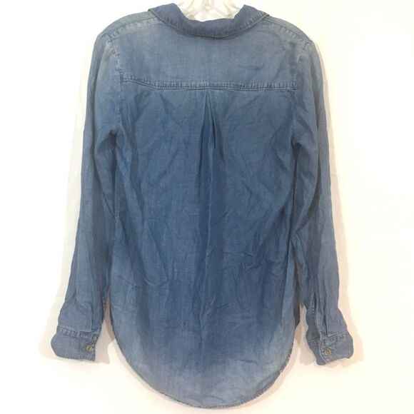 Cloth and stone denim look tunic laced neck top XS - Picture 4 of 5